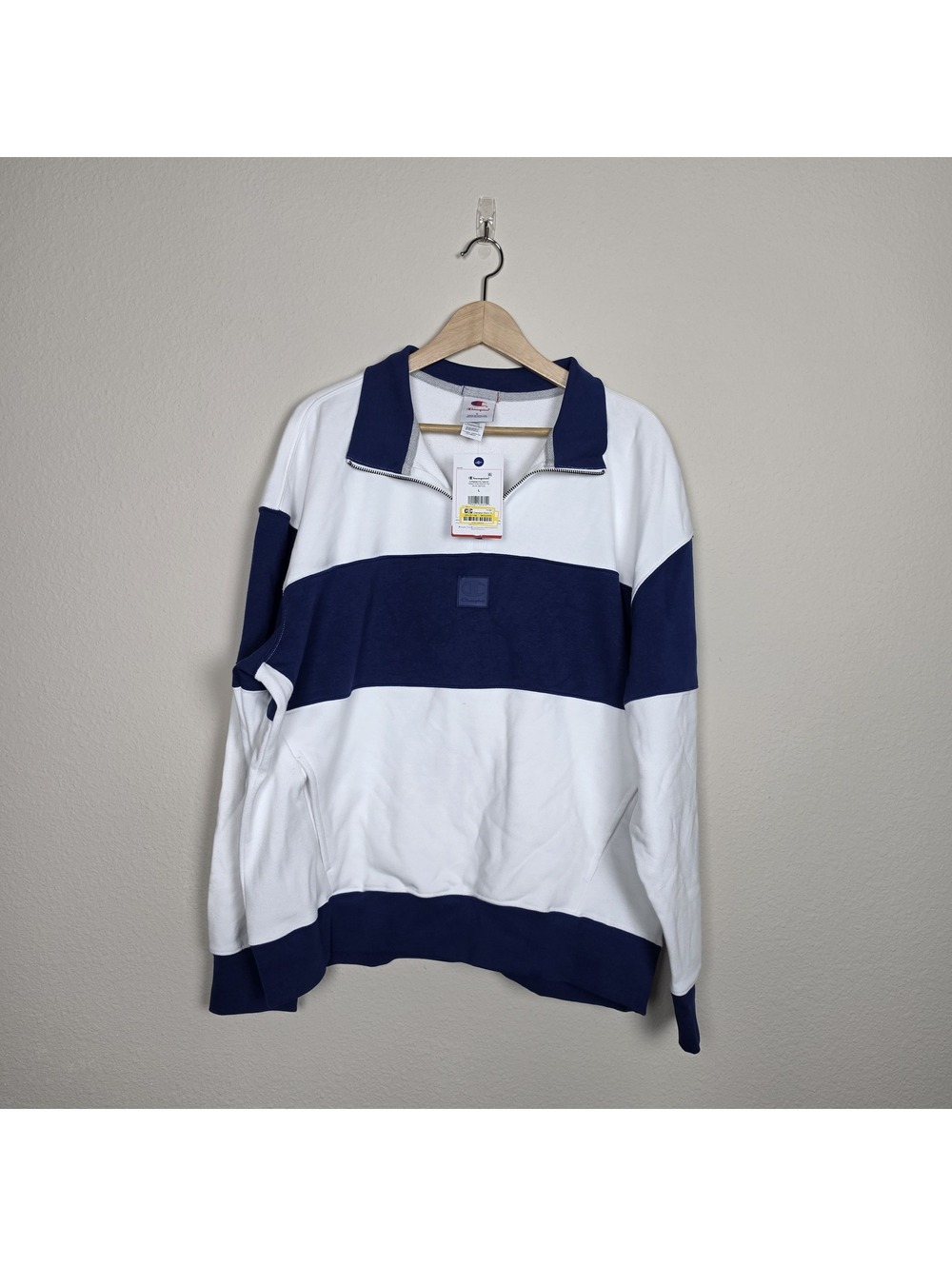 Champion Men's Club Sport Pullover 1/4 Zip French Terry Sweatshirt L